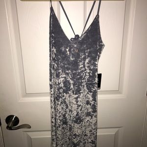 Baby blue velvet mini dress